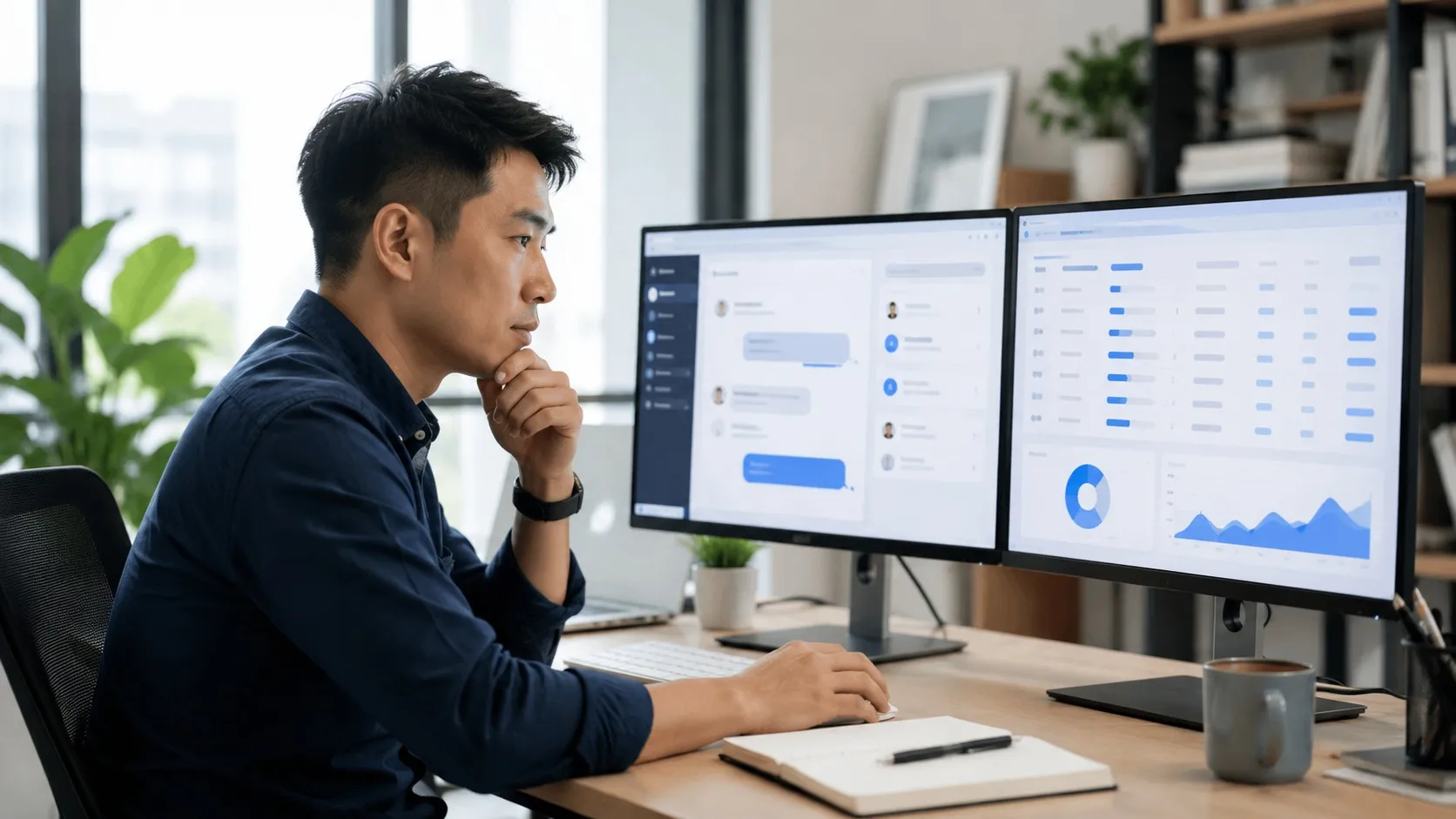 中小企業主使用 AI SEO 工具檢視內容草稿與排名數據