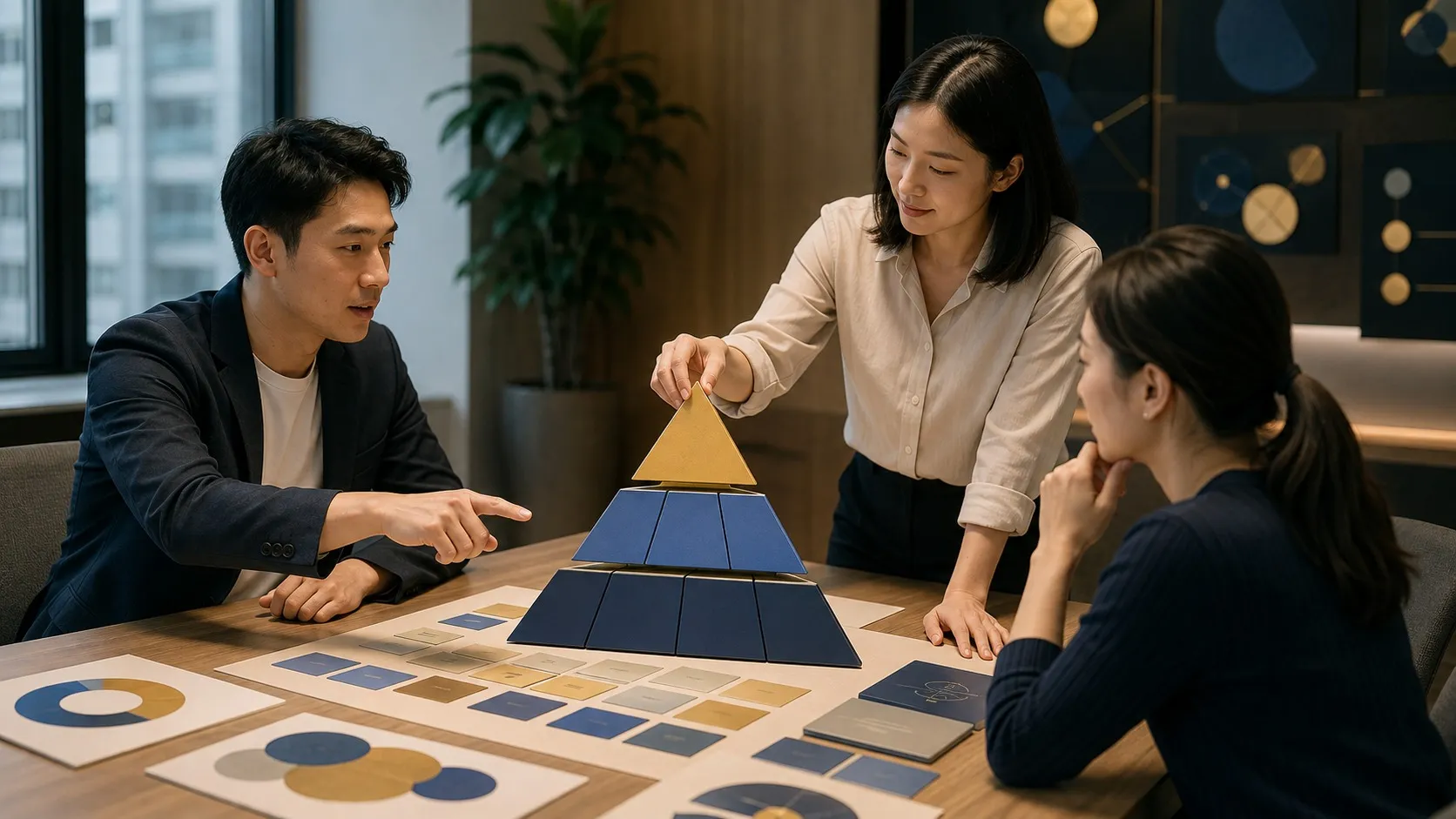 一句話品牌定位與品牌訊息架構金字塔示意圖
