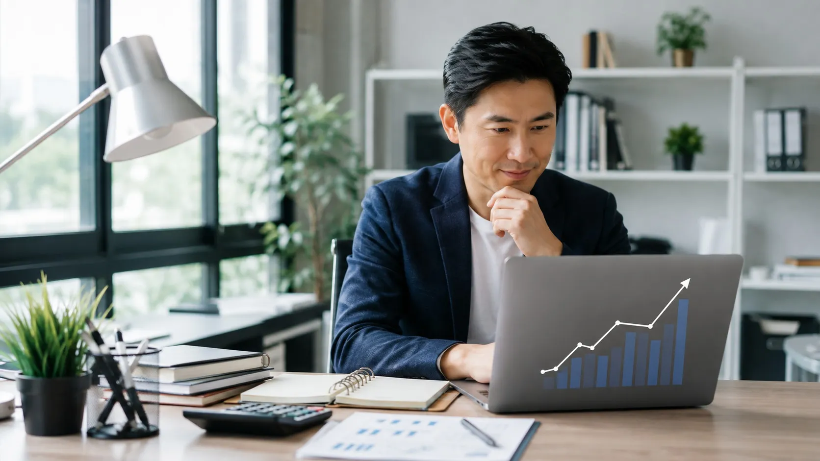中小企業老闆檢視自然流量 SEO 成長趨勢圖表